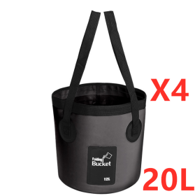 Portable Travel Bag Fishing Bucket Folding Bucket Bag Outdoor Convenient Travel Car Wash Bucket Outdoor Waterproof Bag (Option: Black-20L 4PCS)