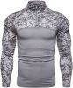 Men's Casual Camouflage T-Shirts Splicing Craft Slim Fit Shirts Zipper Neckline Long Sleeve T-Shirts