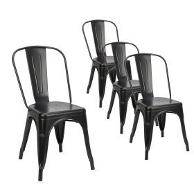 Ins Durable Outdoor Chair & Indoor Metal Chair, Dining Chairs,Patio Chairs Kitchen Chairs,18" Seat Height Restaurant Chair, Tolix Side Bar Chairs 330L (Color: Black)