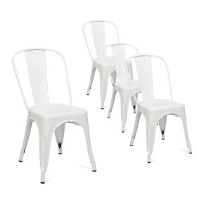 Ins Durable Outdoor Chair & Indoor Metal Chair, Dining Chairs,Patio Chairs Kitchen Chairs,18" Seat Height Restaurant Chair, Tolix Side Bar Chairs 330L (Color: White)