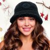 Cute Sherpa Bucket Hat Women Warm Plush Furry Fleece Fisherman Bucket Hat Chunky Fishing Cap