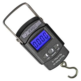 5 Core Fish Scale 110 LBS 50 KG Luggage Handheld Portable Electronic Balance Digital Fishing Postal Hanging Hook Scale with 2 AAA Batteries Built-in M (Type: Digital)