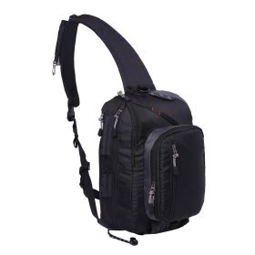 Fly Fishing Sling Packs Fishing Tackle Storage Shoulder Bag (Color: Black)