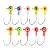 10pcs Round Painted Ball Head Jig Hooks Kit For Soft Baits; Fishing Lures; For Bass Trout Freshwater Saltwater