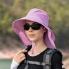 Wide Brim Shawl Ponytail Bucket Hat For Women; Outdoor Fishing Hiking UV Protection Bonnet