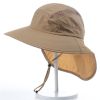 Wide Brim Sun Screen Hat With Neck Flap; Adjustable Waterproof Quick-drying Outdoor Hiking Fishing Cap For Men Women